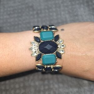 J. Crew Gold and Teal Statement Bracelet